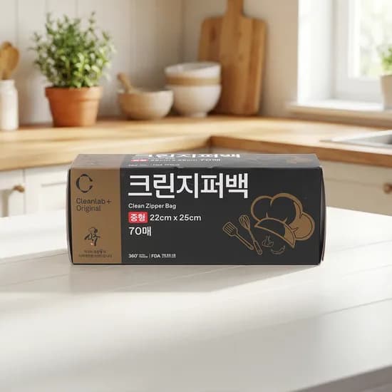 크린랩 식구 크린지퍼백, 중(M), 70매입, 1개