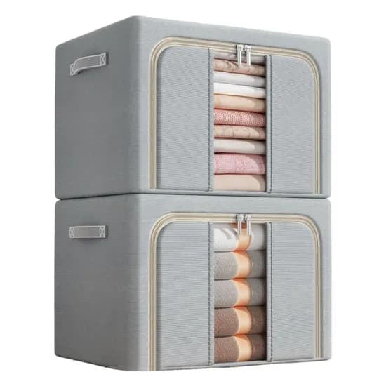 와이비비 이불 정리함 와이어 리빙박스 그레이 100L 2개
