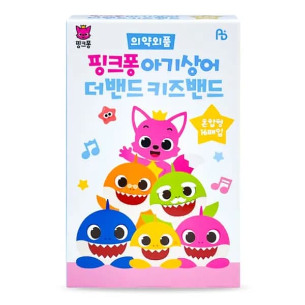 핑크퐁 아기상어 더밴드 키즈밴드 혼합형 16매입