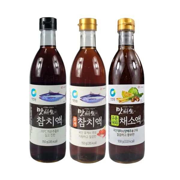 청정원 맛선생 참치액 + 꽃게 참치액 + 구운대파 채소액, 950g, 1세트