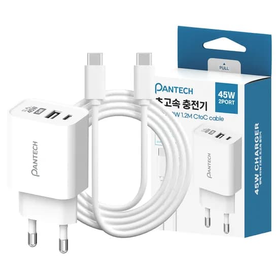 팬택 45W 2포트 초고속 충전기, 어댑터, 1개 + CtoC 케이블, 1.2m, 1개