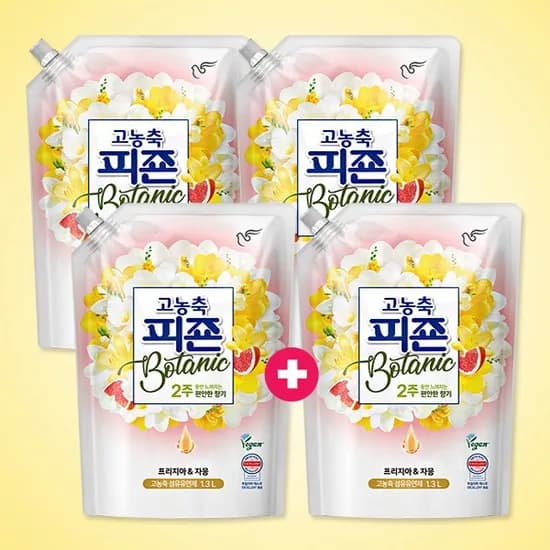 고농축 피죤 보타닉 섬유유연제, 프리지아자몽, 1.3L, 4개