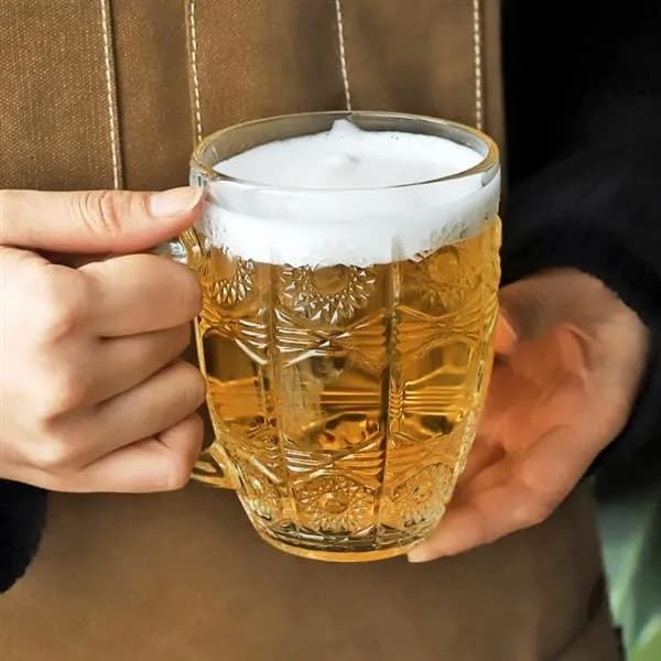 투명한 유리 손잡이 맥주컵 500ml 2개입