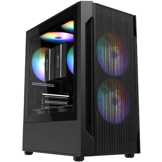 3RSYS 미니 타워 PC 케이스 R370 RGB, 블랙, 1개