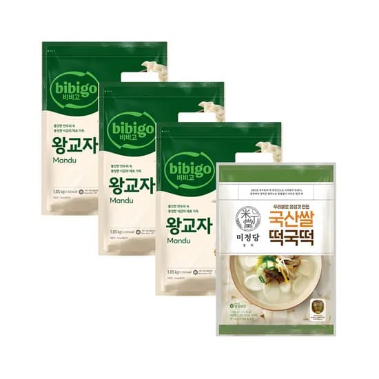 CJ제일제당 비비고 왕교자 1.05kg 3개 외 미정당 국산쌀 떡국떡 1kg 1개