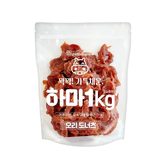 펫얼라이언스 하마 대용량 강아지 간식, 오리도너츠, 1kg, 1개