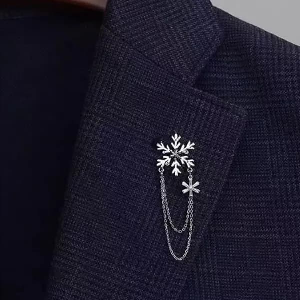 눈송이 체인 브로치 실버 1개