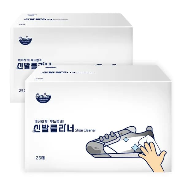 자우버 부드러운 신발클리너 티슈 25매 6g 2개