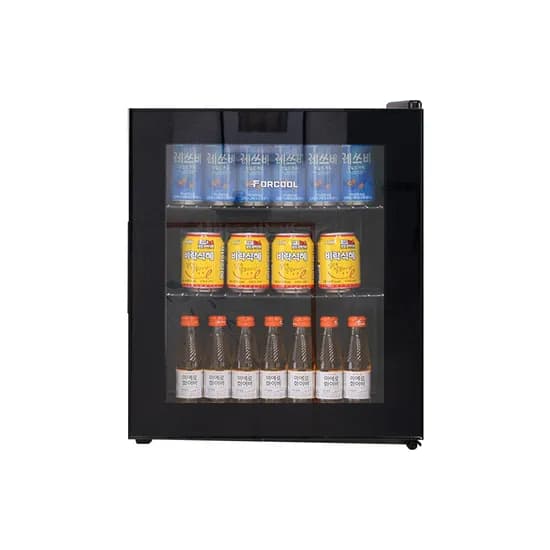 포쿨 음료수 냉장고 쇼케이스, 50L, 블랙, 베젤도어, 1개