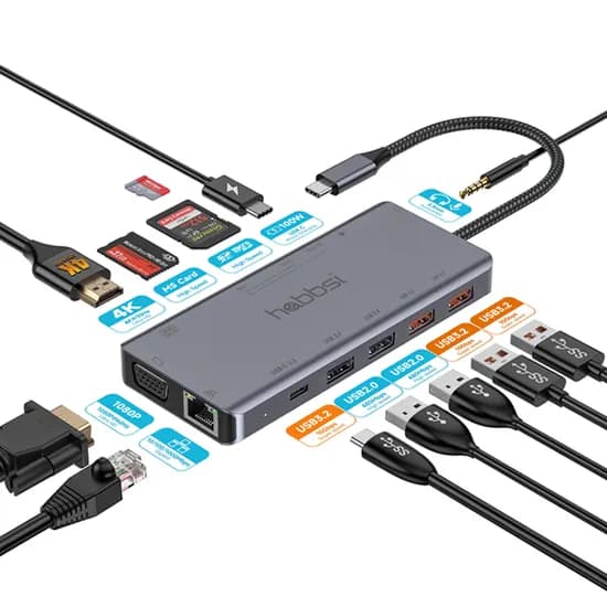 3세대 100W 13in1 PD 충전 허브 USB C타입 멀티 포트 도킹스테이션 USB3.0 HDMI 4K 미러링, YMH13MACH, 1개