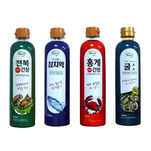 요리만능 더진한 참치액·홍게간장·맛더한 전복간장·리얼 굴소스 2000ml 1세트