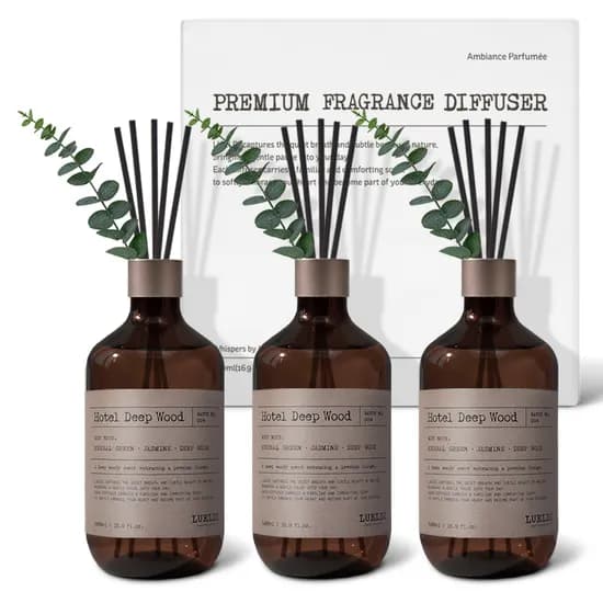 루엘디 프리미엄 대용량 퍼퓸 디퓨저, 호텔 딥 우드, 500ml, 3개