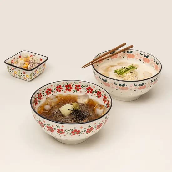 프라카 도자기 면기, 제니아 1개 + 피치블로썸 1개, 2개
