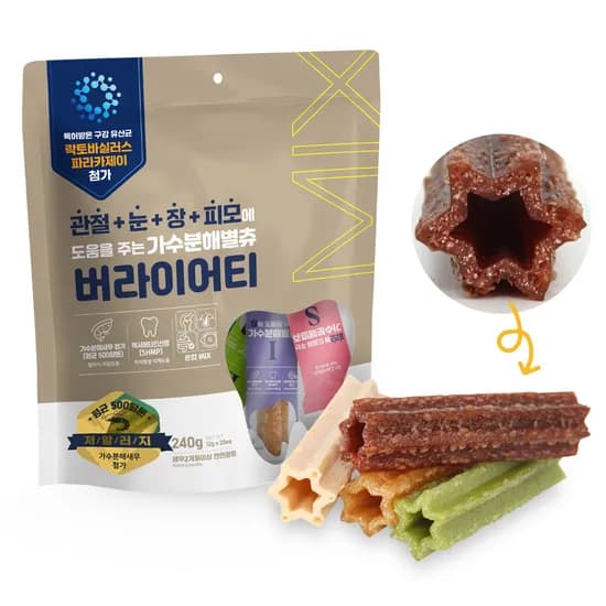 닥터케어누트 강아지 덴탈껌 가수분해 별츄, 버라이어티, 240g, 1개