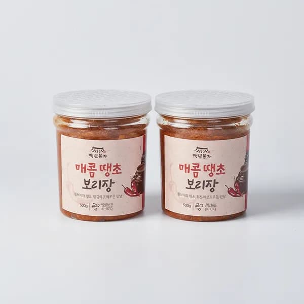 백년본가 만능 한식 양념 매콤땡초 보리장 500g 2개