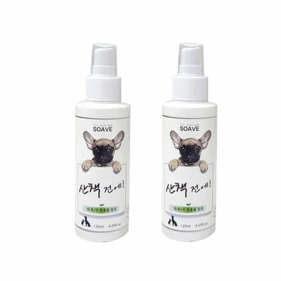 쏘아베 산책전에 반려동물용 해충 방지 스프레이, 무색, 120ml, 2개