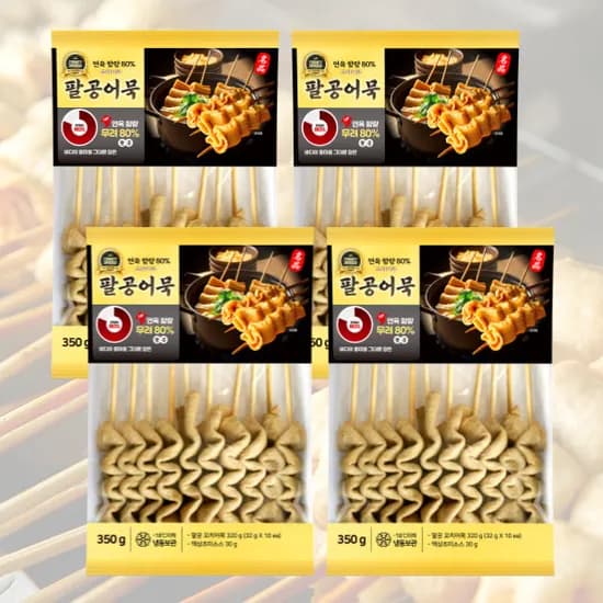 팔공어묵 프리미엄 꼬치어묵 가쓰오소스 세트, 350g, 10개입, 4팩