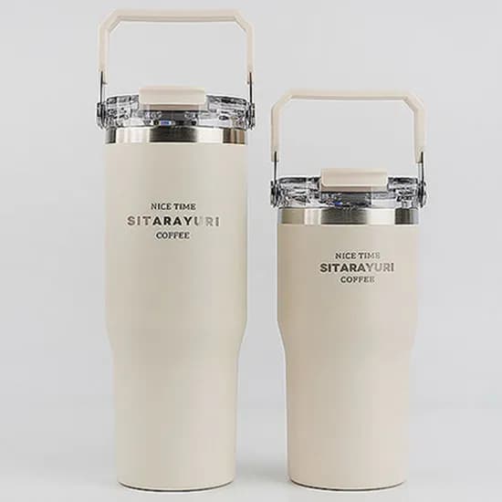 시타 빨대 스텐 보온보냉 손잡이 텀블러, 화이트, 900ml, 1개