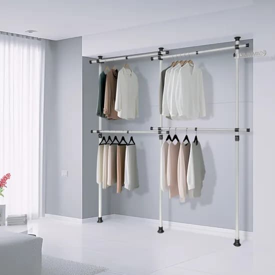 가화홈시스 4단 옷걸이팔 행거 3LB3400A1, 아이보리+블랙, 150~240cm