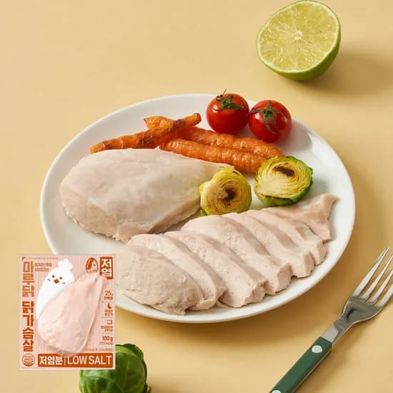 마루닭 촉촉함이 살아있는 훈제 닭가슴살 저염분 100g 10팩