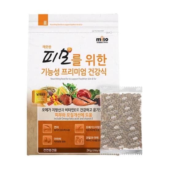 미소 강아지 기능성 사료, 피부/피모, 2kg, 1개
