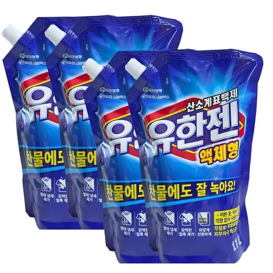 유한젠 산소계 표백제 액체형 1L 4개