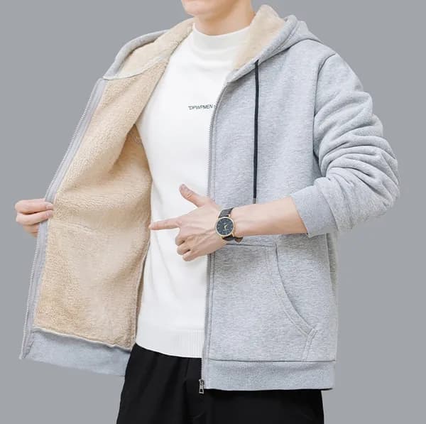 남여공용 양털 기모 루즈핏 후드집업 그레이 105
