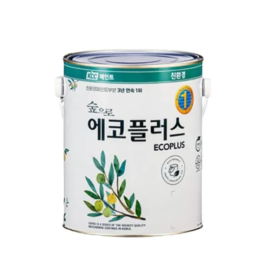 KCC 에코플러스 친환경 수성페인트, 실내용, 화이트, 3.78L, 1개