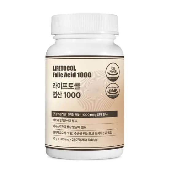 라이프토콜 엽산 1000 1000mcg DFE 250정 1병