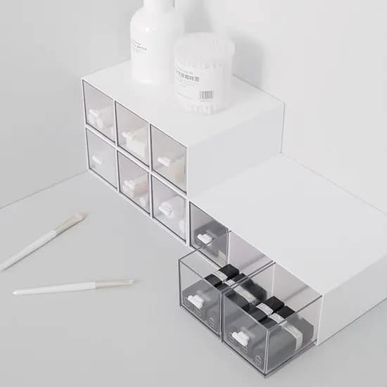 누리안 DIY 서랍형 소품 정리함, 낮은형, 2칸, 화이트, 1개