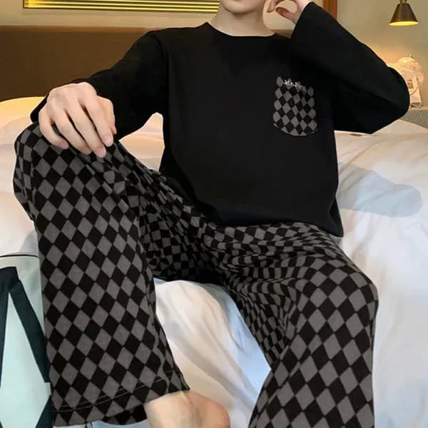 남성 긴팔 잠옷 상하의 세트 블랙 2XL 13,800원