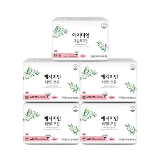 예지미인 데일리코튼 생리대 중형 22개입 5팩
