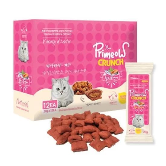 프리미요 크런치 고양이 간식 스낵 12개입, 참치&연어, 240g, 1개