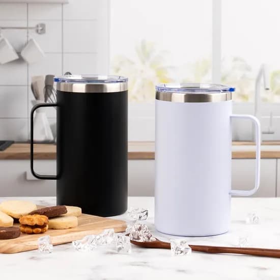 스테인리스 핸들 텀블러 700ML, 퍼플화이트, 1개