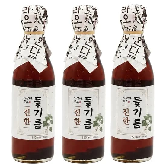 이장네푸드 전통압착 통들기름 100%, 350ml, 3개