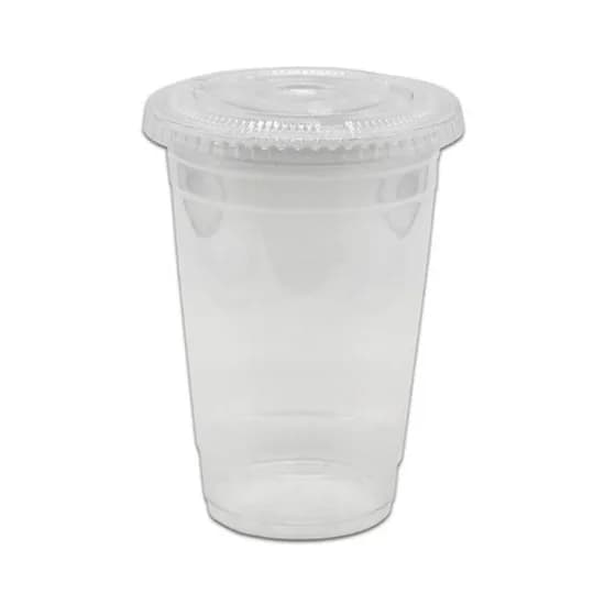 투명 PET 아이스컵 평뚜껑 세트, 470ml, 16온즈, 92파이, 100개, 1세트