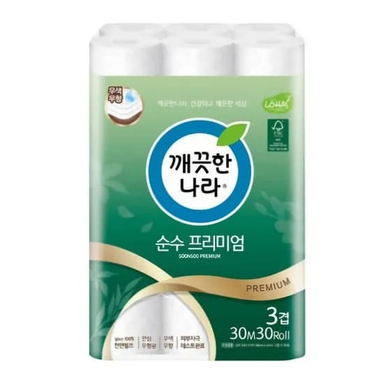 깨끗한나라 순수 프리미엄 30m 3겹 30롤
