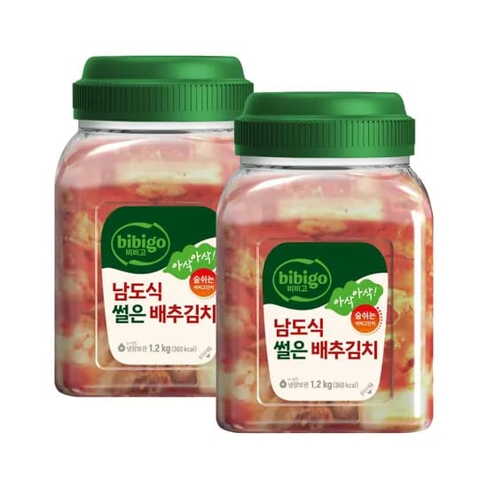 CJ제일제당 비비고 남도식 썰은배추김치 용기 1.2kg 2개