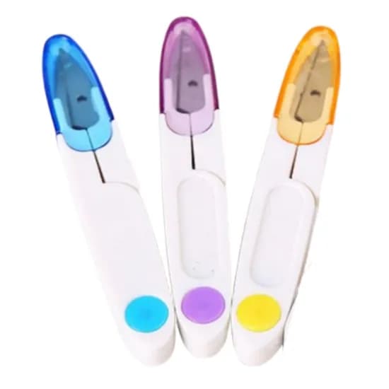 투명 뚜껑 재봉가위 퍼플 3개