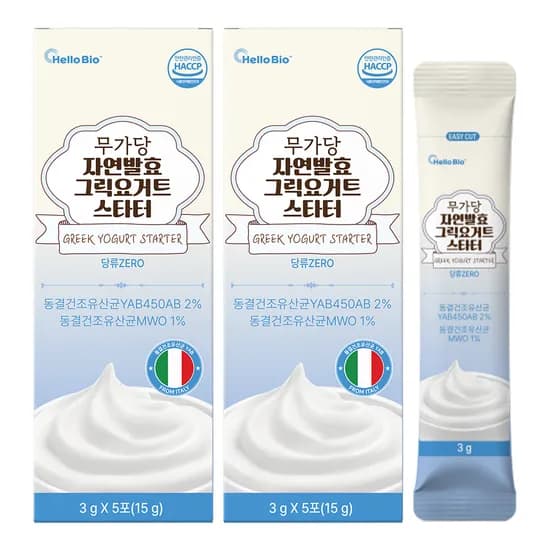 헬로바이오 무가당 자연발효 그릭요거트 스타터 3g 5포 2개 7,900원