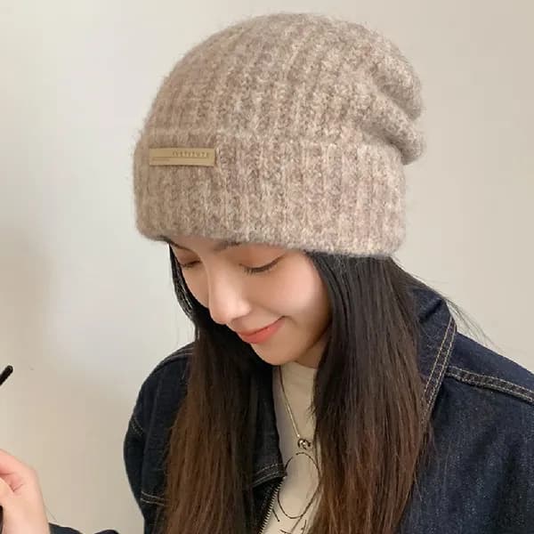 남녀공용 울니트 커플 비니 카키
