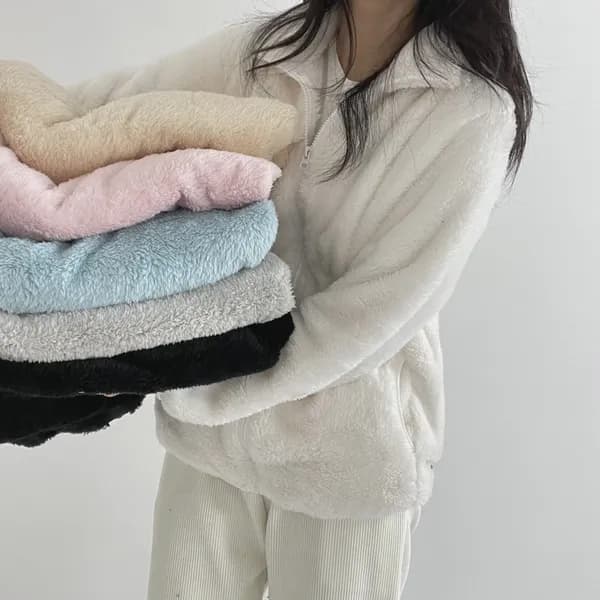 양털 후리스 보아털 플리스 집업 아이보리 XL 1개