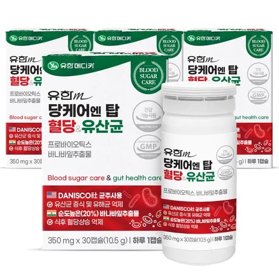 유한메디카 당케어 엔 탑 혈당&유산균, 350mg, 30캡슐, 4개