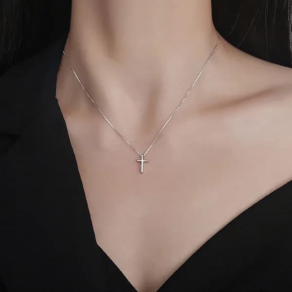 S925 실버 미니 십자가 목걸이 실버 1개