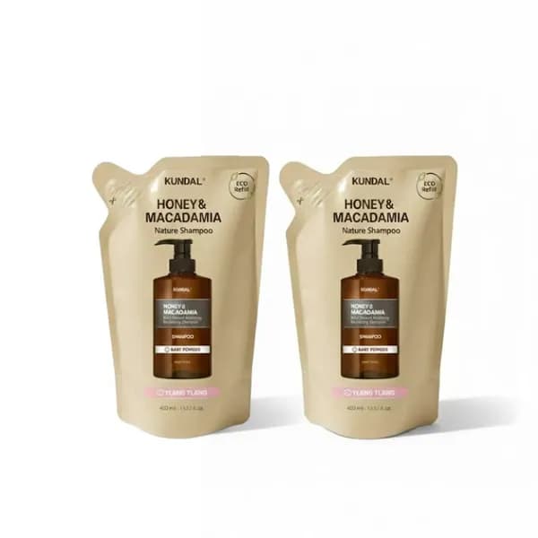 쿤달 허니 앤 마카다미아 네이처 샴푸 리필팩 화이트머스크향 400ml 2개
