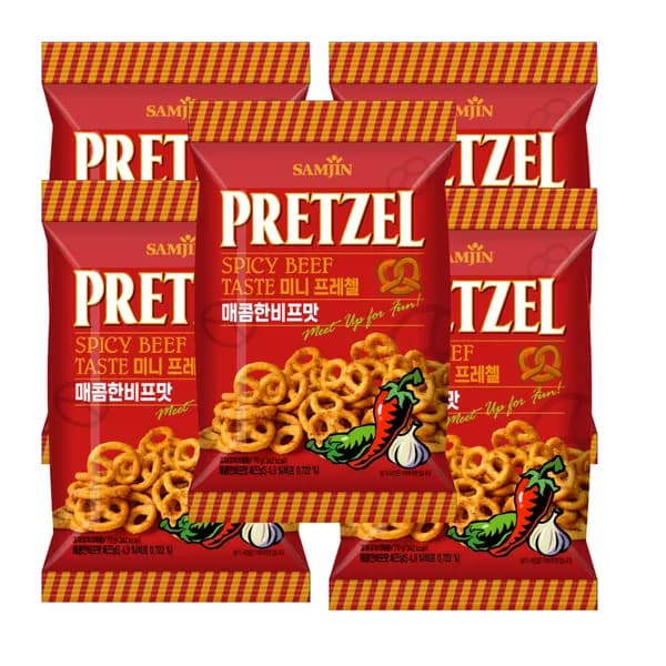 삼진 미니프레첼 매콤한비프맛 70g 5개