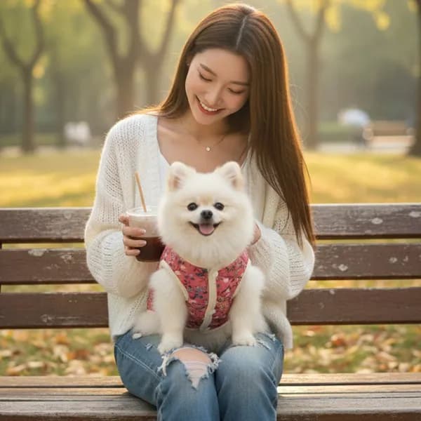 강아지 패딩 조끼 하네스 핑크 L 1개 8,900원