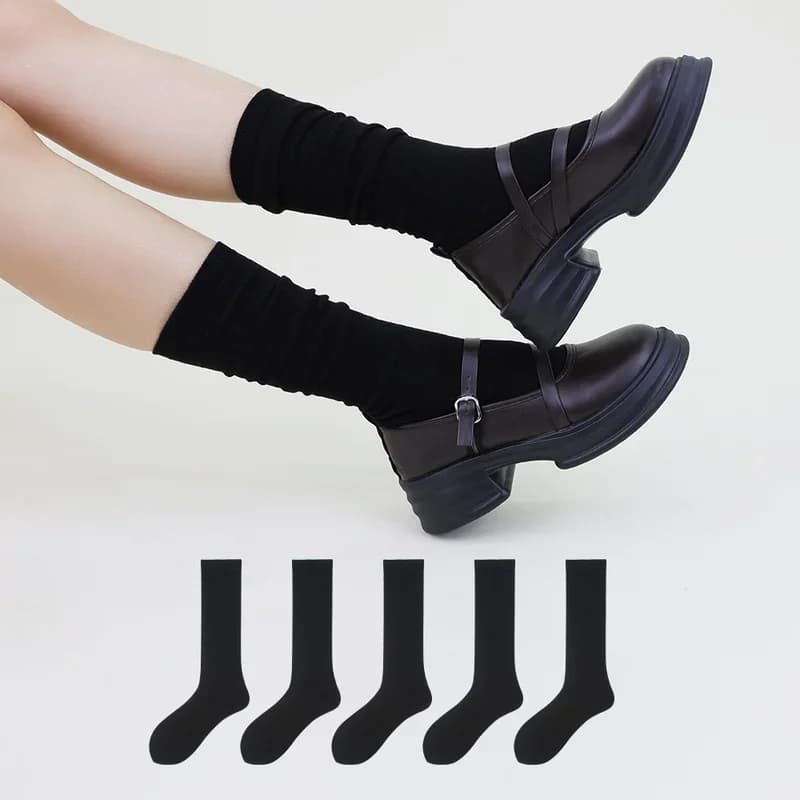 두발로 프리미엄 롱롱 골지 장목 양말 화이트 8켤레 여성 FREE