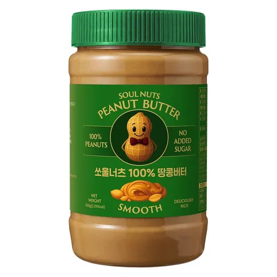 쏘울너츠 100% 땅콩버터 스무스 500g 1개