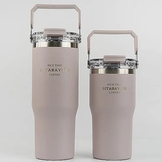 시타 빨대 스텐 보온보냉 손잡이 텀블러, 딥퍼플, 900ml, 1개